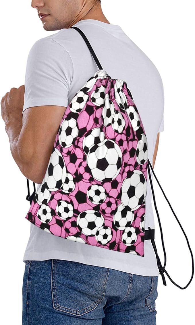 Soccer Drawstring Backpack Gym String Bag Water Resistant Drawstring Sackpack Sport For Womens Mens