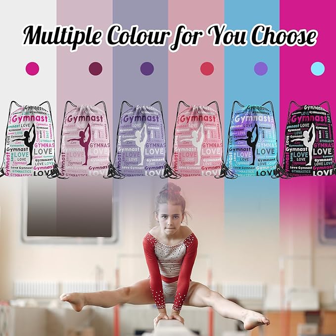 Gymnastics Drawstring Backpack - Team Gifts Bag (Black, 1Pcs)