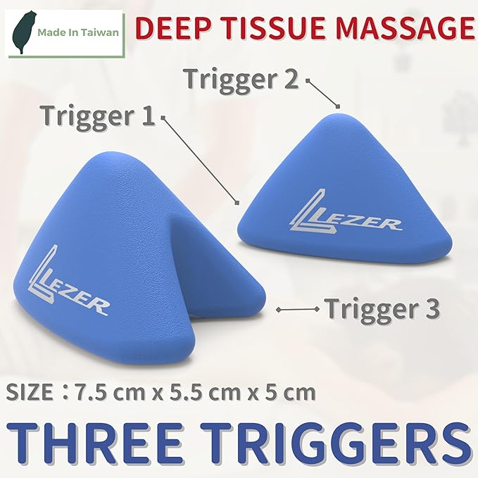 LEZER Trigger Massage Point, Manual Massage Ball, Muscle Knots Relief Tool, Myofascial Release, Physical Therapy, Deep Tissue Back Massage, Plantar Fasciitis, 2.9 in x 2.1 in (Blue)