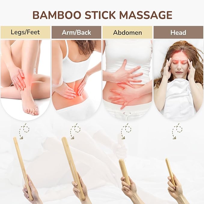 7Pcs Bamboo Massage Sticks Tools Hot and Cold theapy Poles