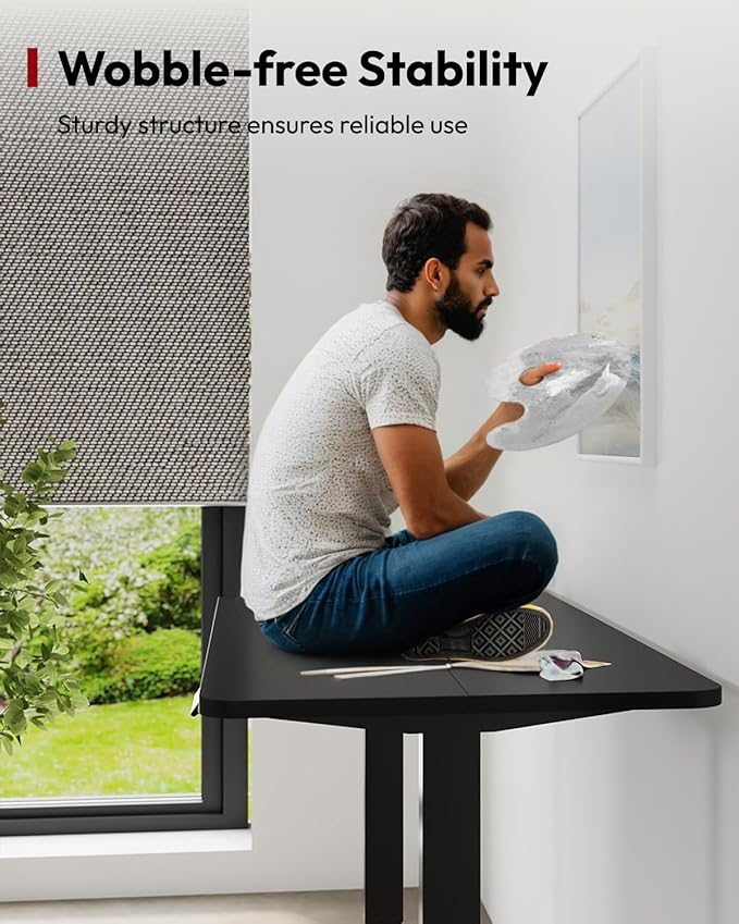 SANODESK Standing Desk Height Adjustable Electric Stand up Desk 48x24 Inches Sit Stand Home Office with Splice Board, Black Frame/Black Top