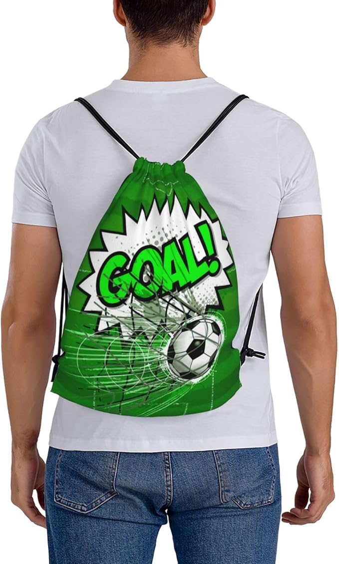 Soccer Drawstring Backpack Gym String Bag Water Resistant Drawstring Sackpack Sport For Womens Mens