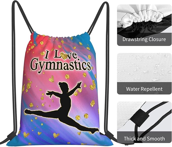 Gymnastics Drawstring Bags Adjustable Sports Gym Bag Drawstring Backpack Water Resistant String Bag Party Favors Bags