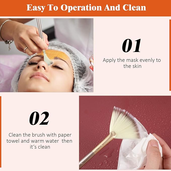 9 Pieces Facial Fan Mask Brushes, Soft Facial Applicator Brushes Tools for Peel Glycolic Makeup for Mud Cream(Champagne)