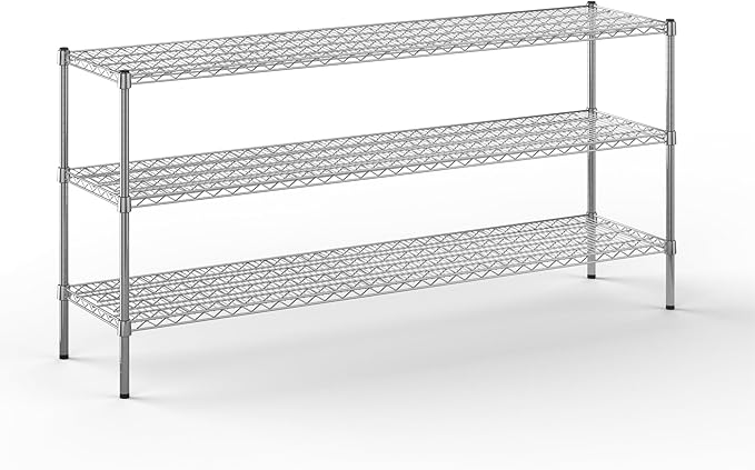 18" Deep x 72" Wide x 34" Height Wire Shelving Kit | 3-Tier | NSF Commercial Storage Rack Unit
