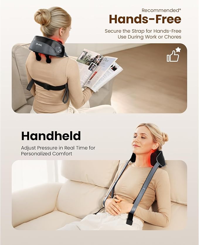 BOB AND BRAD Shiatsu Neck Massager for Pain Relief Deep Tissue with 4D Kneading, Soothing Heat, FSA Eligible/HSA Eligible, Light Weight Cordless Neck Shoulder Back Massager, Gift for Women Men Mom Dad