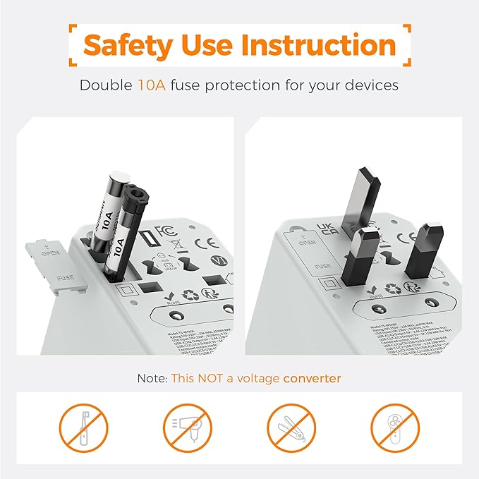 TESSAN Universal Travel Adapter, International Power Adapter with 5 USB Ports (3 USB C), Worldwide Plug Adaptor for US to Europe UK France Germany Spain Ireland Australia Japan (Type C G A I)