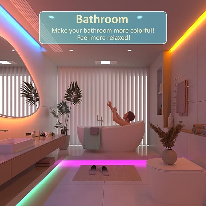 PAUTIX RGB COB LED Strip Light IP65 Waterproof 16.4ft/5m,UL Listed 24V Color Changing Flexible Tape Lights Multicolor with 4200LEDs,for TV,Bedroom,Party DIY Decoration(Adapter&Controller Not Included)