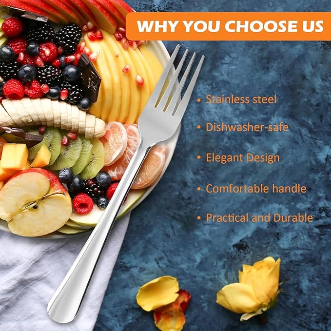 60 PCS Dinner Fork Set - Stainless Steel Silverware Fork 7.1 Inch with Dishwasher Safe Flatware Forks for 60,Table Forks for Home,Kitchen or Restaurant