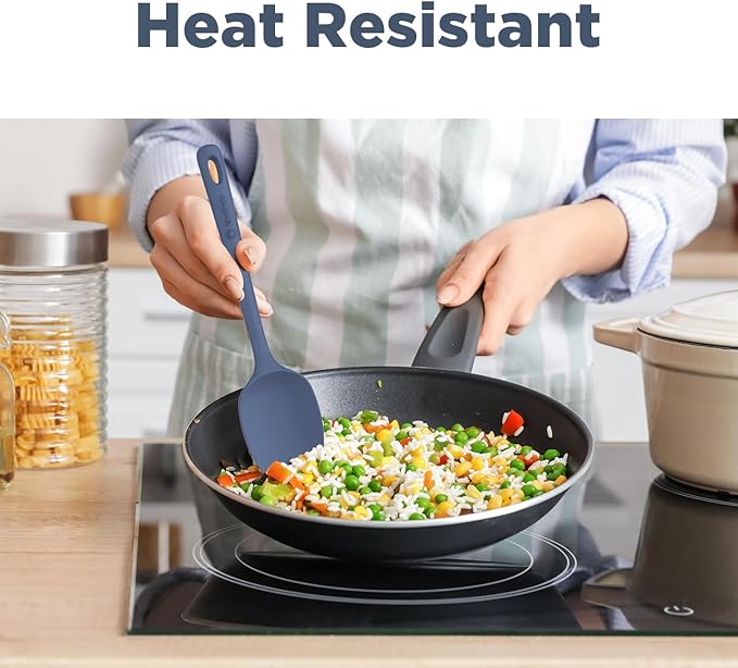 4 Pieces Silicone Spatula Set, Food Grade Rubber Spatula, Upgrade Strong Handle with Ergonomic Grip, Heat Resistant for Nonstick Cookware, Cooking