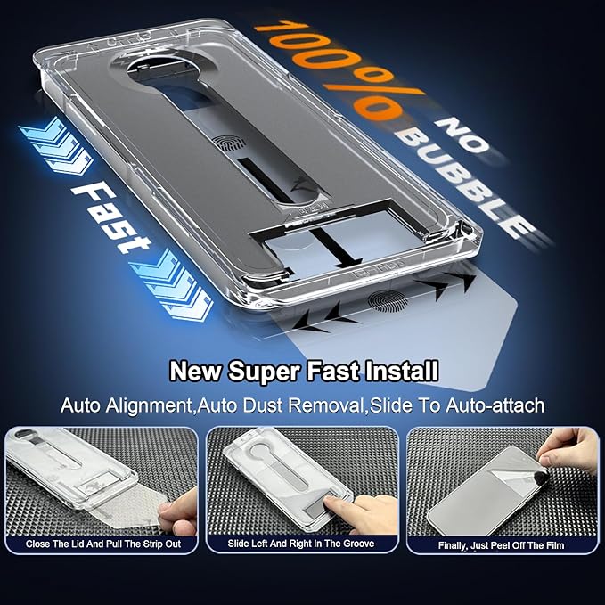 OneFish Screen Protector for iphone Pro Max 16, Airbag Edge Protection, HD Clarity Tempered Glass Film with Installation Frame, 9H Glass Scratch Resistant, Easy Installation, 2Pack