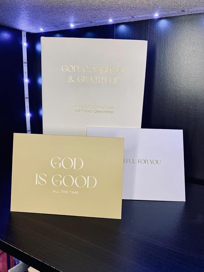 Christian Prayer Journal - God, Goodness & Gratitude - Faith-Based Gratitude and Devotional Journal for Daily Prayers, Bible Study, and Spiritual Growth - White Leather Hardcover