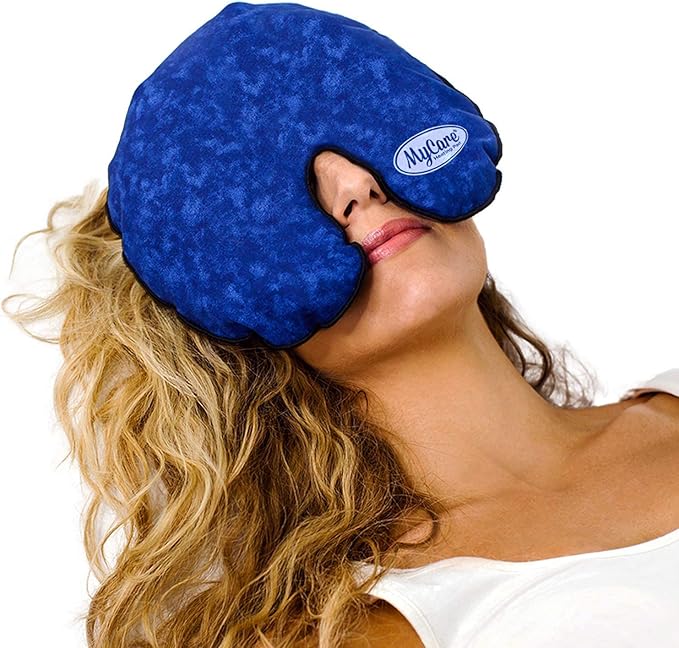 Hot Cold Face Mask with Washable Cover – Reusable Natural Relief for Migraine, Sinus, Headache, and Stress