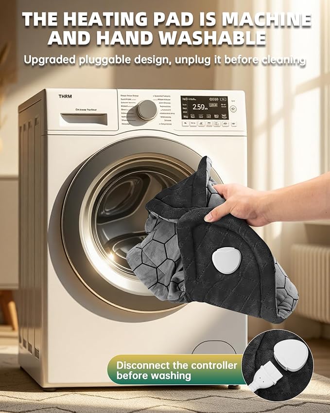 Graphene-Infused Heating Pad for Neck and Shoulders and Back Pain Relief,Upgraded Weighted 3X Deeper Heat Therapy Wrap with 6 Temperature Settings & 4 Auto-Off Timers,Large Heated Wrap, 23"x19"