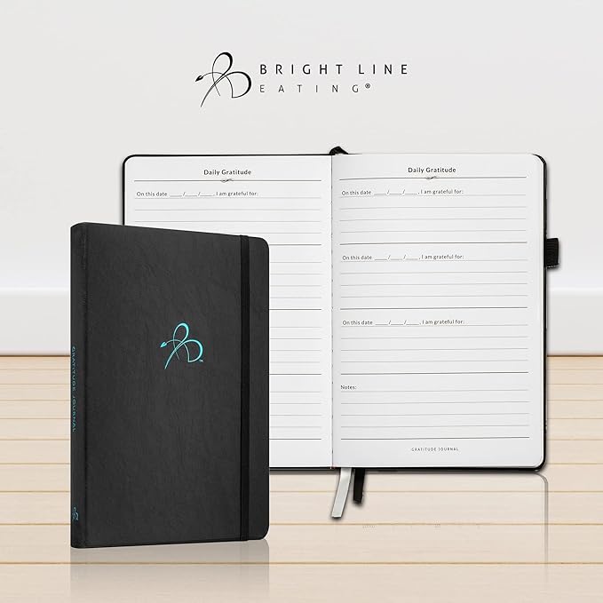 Bright Line Eating Daily Gratitude Journal for Women & Men – 5 Minute Gratitude Journal Book to Grow Happiness & Mindfulness - Premium Soft Vegan Leather Journal – Undated 1 Year 5 Minute Journal (Berry)