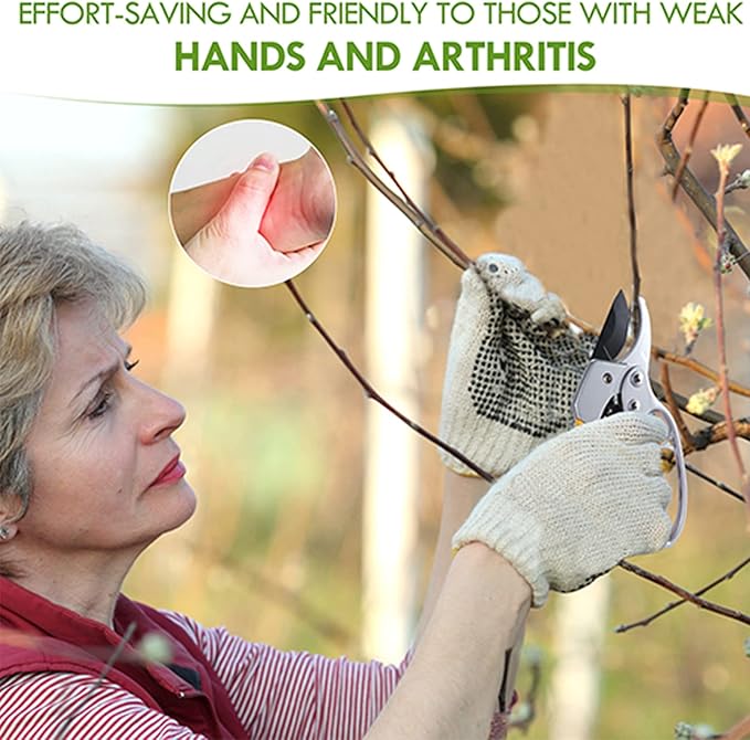 Ultra Sharp Germany Steel Pruning Shears - Cuts 3X Easier, Ergonomic Design - Weak Hand Arthritis Snips, Effortlessly 1-Inch Cut Capacity Heavy Duty Garden Scissors, Sharp Garden Clippers