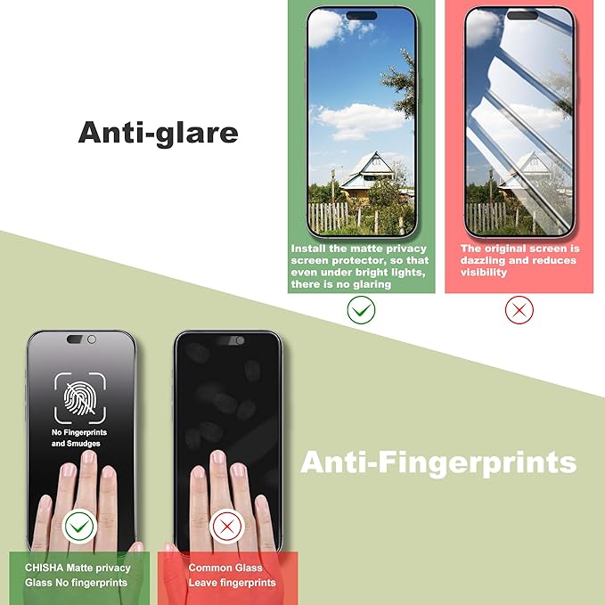 2 Pack Matte Privacy Anti-Spy Screen Protector for iPhone 17/16 Pro (6.3-Inch),Anti-Glare,9H Tempered Glass,Full Coverage,Anti-Fingerprint,Auto Dust Removal,Bubble-Free