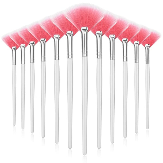 12 Pcs Soft Facial Fan Brush Blush Makeup Brush Face Mask Acid Applicator Multi Use Cosmetic Tools for Peel Mask Makeup for Mud Cream(Black)