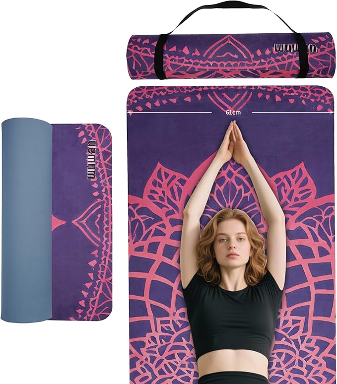Yoga Mat Non-Slip Extra Thick 72"x32/24" Extra Wide Fitness Exercise Mat TPE Material High Elastic Hot Yoga Mat for Women Yoga Pilates Home Floor Workout (Cow Coffee)