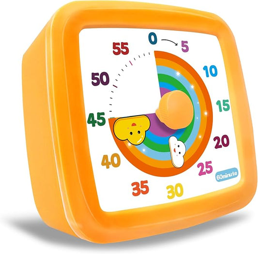 Visual Timer for Kids 60 Minute, Rainbow Countdown Clock with Silent Operation & Adjustable Alarm, Time Management Tool for Classroom, Kitchen, Toddler ADHD, Autism, Study, Pomodoro
