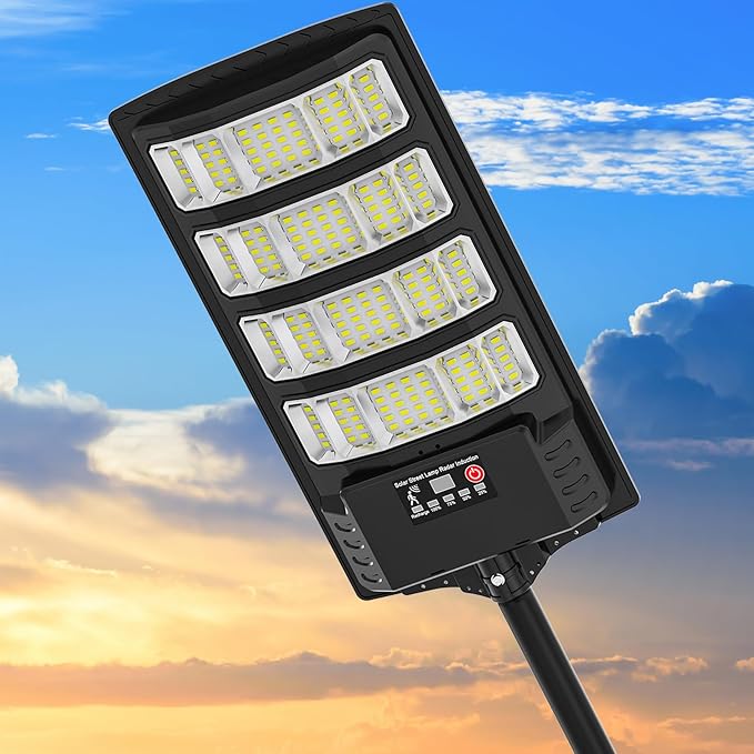 Solar Street Lights Outdoor Waterproof,400W 320°Wide Angle Flood Light, LED Solar Parking Light with Motion Sensor and Remote Control for Outdoor, Streets, Courtyards,Parking Garages,-1Pack