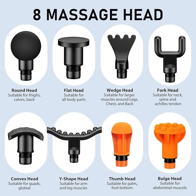 RAEMAO Massage Gun, Massage Gun Deep Tissue, Back Massage Gun for Athletes for Pain Relief Attaching 10 PCS Replacement Heads, Percussion Massager with 10 Speeds & LED Screen, Grey