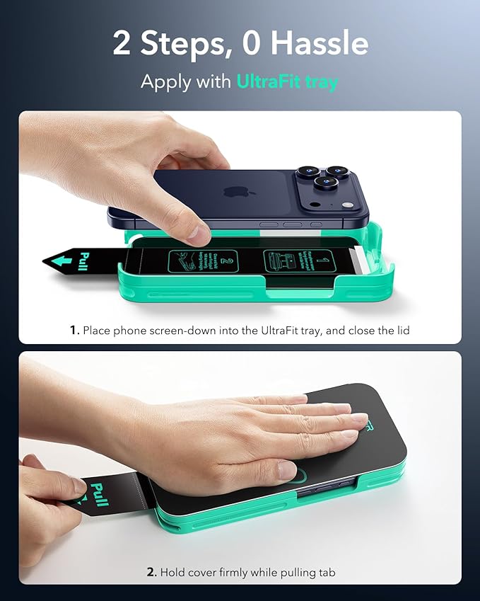 ESR 3 Pack 9H+ Glass for iPhone 17 Pro Privacy Screen Protector, [Military Grade Shatterproof & Highly Durable] Armorite Anti-spy Tempered Glass with UltraFit Tray