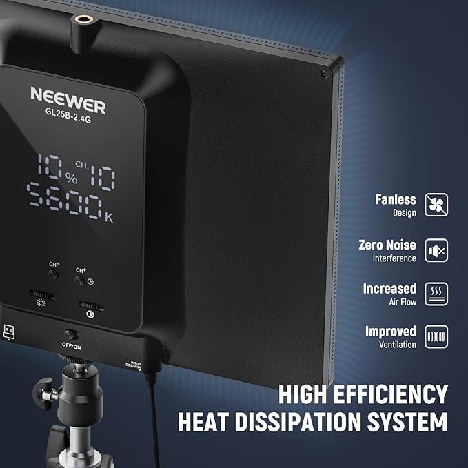 NEEWER 25W 12.9" Streaming Key Light with Desk Stand/2.4G Remote/USB Transmitter, PC/Mac APP Control Dimmable Edge Lit Video Panel Light with 2300Lux 2900K-7000K CRI98+ for Webcam Laptop Zoom, GL25B