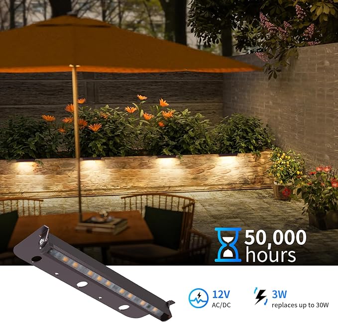 4-Packs 3W 7 Inch LED Hardscape Paver Lighting,12V AC/DC Low Voltage Retaining Wall Lights,LED Landscape Lighting,2700K Soft White Outdoor Step Light,50,000 Hours Lifespan