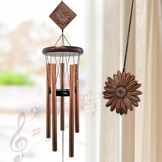 Daisy Wind Chime for Outside,29 "Memorial Outdoor Wind Chimes Sunflower Gifts for Women/Mother/Father/Christmas,Unique Windchimes Outdoors Daisy Garden Patio Home Yard Decor(Copper)
