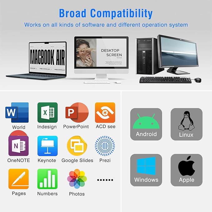 Presentation Clicker Wireless Slide Remote for Powerpoint PPT Slideshow, USB Presenter Pointer Advancer for Office Classroom Laptop/Computer/Mac Red Light