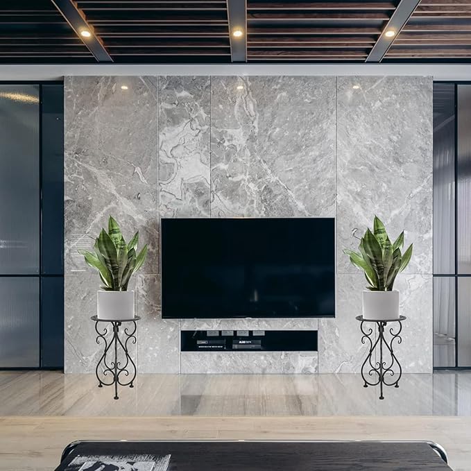 Metal Plant Stands 2 Pack, Heavy Duty Plant Pedestal 17" Tall, Single Flower Pot Holder for Indoor, Outdoor, Patio, Porch, Garden, Balcony, Black