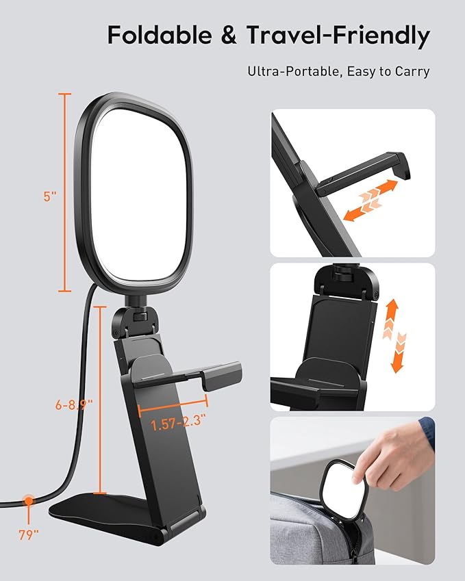 Ring Light for Desk, Laptop, Monitor & Phone – Soft Eye-Caring Webcam Light with 84 LEDs, 50 Modes, CRI 97.8+ for Zoom, Streaming, Video Calls, Remote Work – USB-Powered Selfie Light