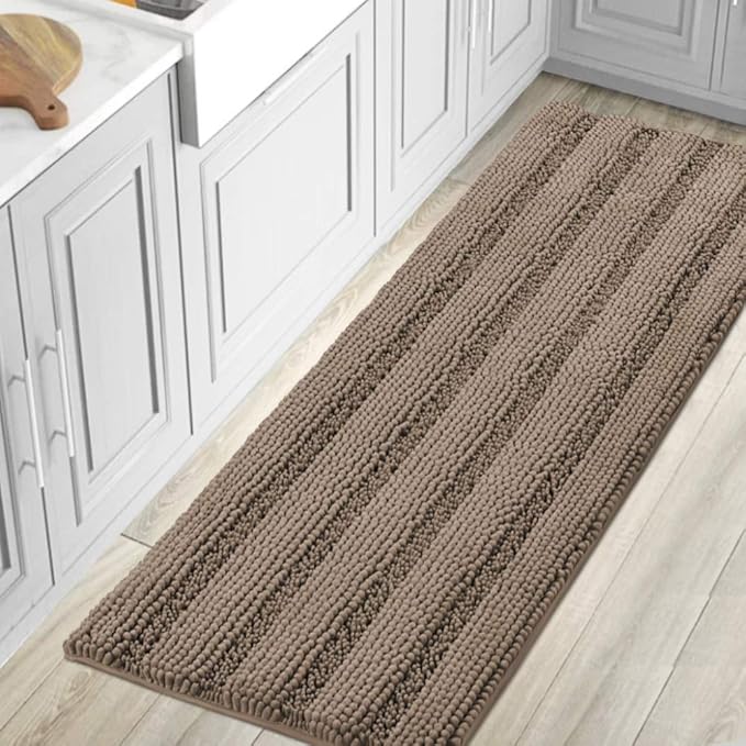 H.VERSAILTEX Bathroom Rugs Bath Mat Runner Rug Non Slip Kitchen Rug Extra Long Bath Rug Runners Oversized 59" x 20" Absorbent Washable Dry Fast Plush Area Rug for Bathroom/Bedroom - Taupe Brown