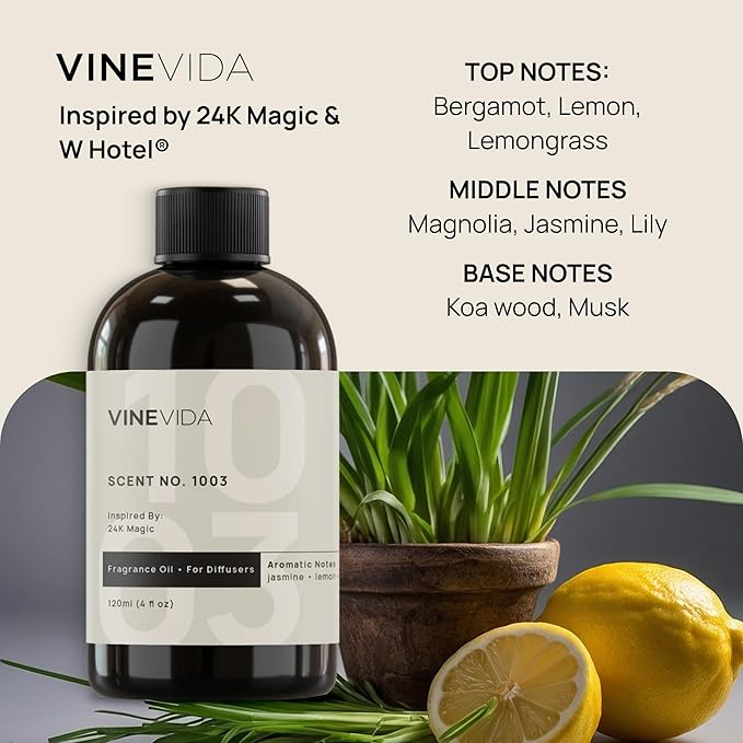 VINEVIDA (4oz) Hotel Fragrance Diffuser Oil - Hotel Scents Diffusers for Home - Cold Air Diffuser Oil - Hotel Scent Essential Oil - Scent No.1003 Inspired by W Hotel