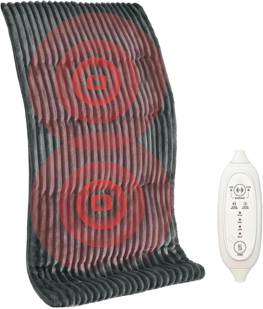 Heat Massaging Weighted Heating Pad for Back Pain Relief, Weighted Electric Heating Pad with Massaging Vibrations 12"x24" 3.7lb BPA-Free Non-Toxic Beads, 4 Heat Settings, 4 Massage Modes, 2h Auto-Off