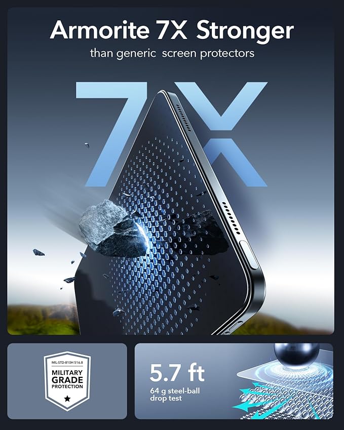 ESR 2 Pack Armorite Screen Protector for iPad Air 11 Inch M3/M2 (7th/6th Generation, 2025/2024), 9H Hardness Tempered Glass Film with UltraFit Tray, Military Grade, HD Clarity, Dust and Bubble Free