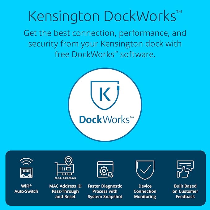 Kensington SD5800T Thunderbolt 4 and USB4 Quad 4K Display Docking Station, 100W Charging, 2 x HDMI, 2 x DP, 2.5G Ethernet, Card Readers, for Windows/MacOS (K32856NA)