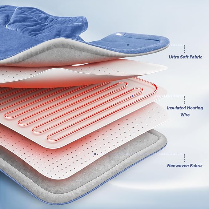 Heating pad for Neck, Back, Shoulder, Cramps Pain Relief, Gifts for Women, Men, Mom, Dad, 4 Auto-Off, Machine Washable, 6 Heat Settings, Ideal for Mother’s Day, Father’s Day, Christmas, Birthdays