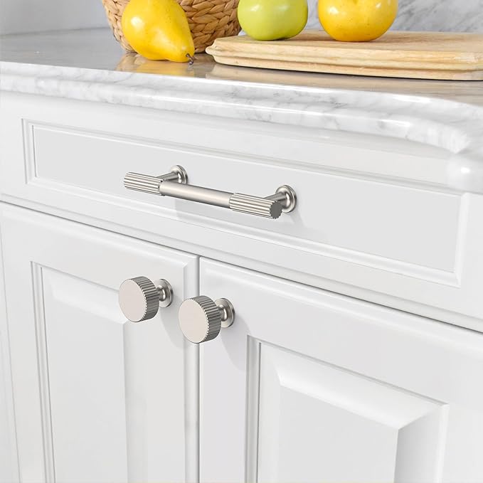 Amerdeco 10 Pack Brushed Satin Nickel Cabinet Pulls 3.75 Inch(96MM) Hole Centers Kitchen Cabinet Handles Hardware Kitchen Handles for Cabinets Cupboard Handles Drawer Pulls ZH0071