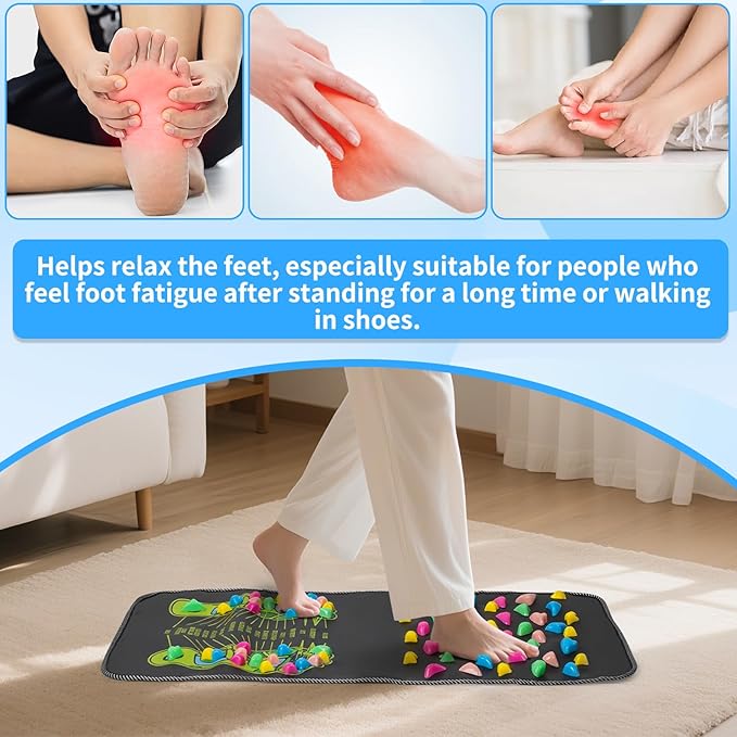 Foot Massage Acupressure Mat,Foot Therapy Anti-Fatigue Pressure Point Massage Mat and Standing and Walking Massage Pad for Stress,Pain and Fatigue Relieve（26 x 13 inches