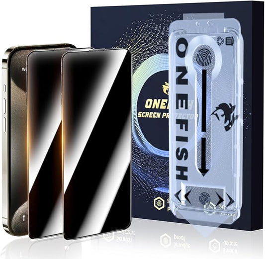 OneFish Privacy Screen Protector for iPhone 16 Pro Max, Full Edge Coverage 6.9" 16 Pro Max,Scratch Resistant, Bubble Free, Easy Installation, Auto Dust-Elimination, 2 Pack