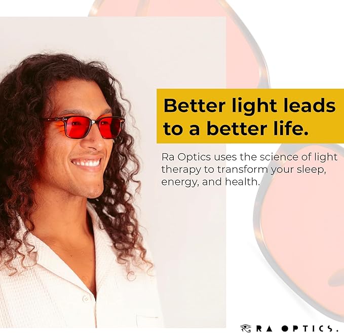 Ra Optics Nate Frame with Sunset Lenses - Science-Based Blue Light Glasses Increase Sleep Quality - Premium Glasses for Men and Women Block Blue Light From Screens