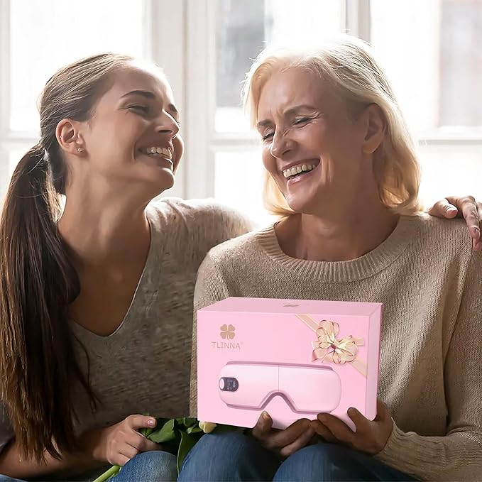 Eye Massager with Airbag Kneading,Constant Temperature Hot Compress, Multi-Frequency Vibration and Bluetooth Music (Blush Pink, Large)