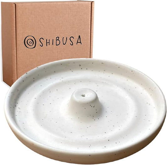 SHIBUSA Incense Holder - 4 INCH | Modern Minimalist Circular Incense Stick Burner for Cones or Sticks | Australian Designer | Ceramic Ash Catcher | Incense Not Included