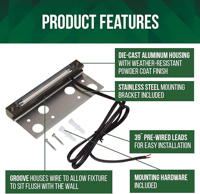 20-Pack GKOLED Hardscape Light, Paver Wall Light, 6.8 Inches Long, Integrated 4W 2700K LED Light Source, LED Step Light, Solid Powder Coated Die-cast Aluminum Housing, Low Voltage 12V AC/DC, UL Listed