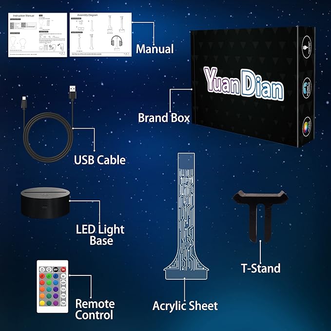 Light up Headphone Stand for Desk, Gaming Headset Holder RGB with 16 Color Lights for Game Room Decor, Cool Gamer Gifts for Men Boyfriend （PCB）