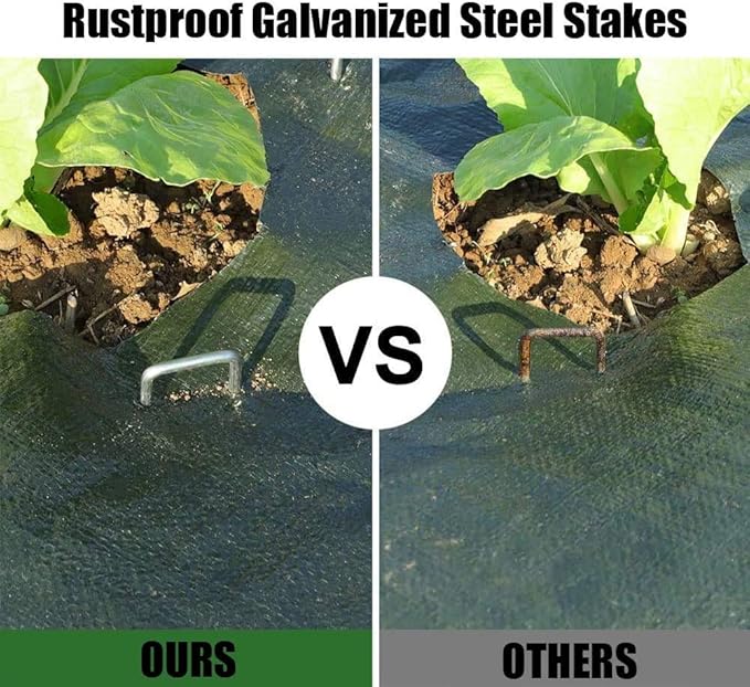 8'' 8 Gauge Heavy Duty Garden Landscape Staples, 125 Pack Anti-Rust Galvanized Garden Stakes, U-Shaped Lawn Sod pins for Anchoring Weed Barrier and Landscape Fabric, Netting