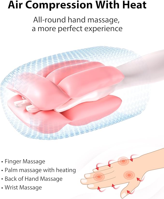 CINCOM Upgraded Hand Massager with Heat and Compression for Arthritis and Carpal Tunnel - Cordless & Rechargeable, Gifts for Women