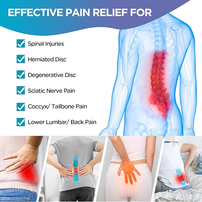 Comfytemp Ice Pack for Back Pain Relief, 2 Packs, Reusable Gel Lower Back Wrap Ice Brace for Sciatica Injuries, Hot Cold Compression for Lower Lumbar, Waist, Men Women Gifts (Black)